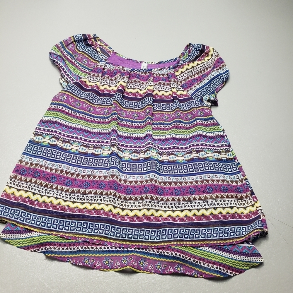 knit works girls purple sheer top with purple lining size large 14